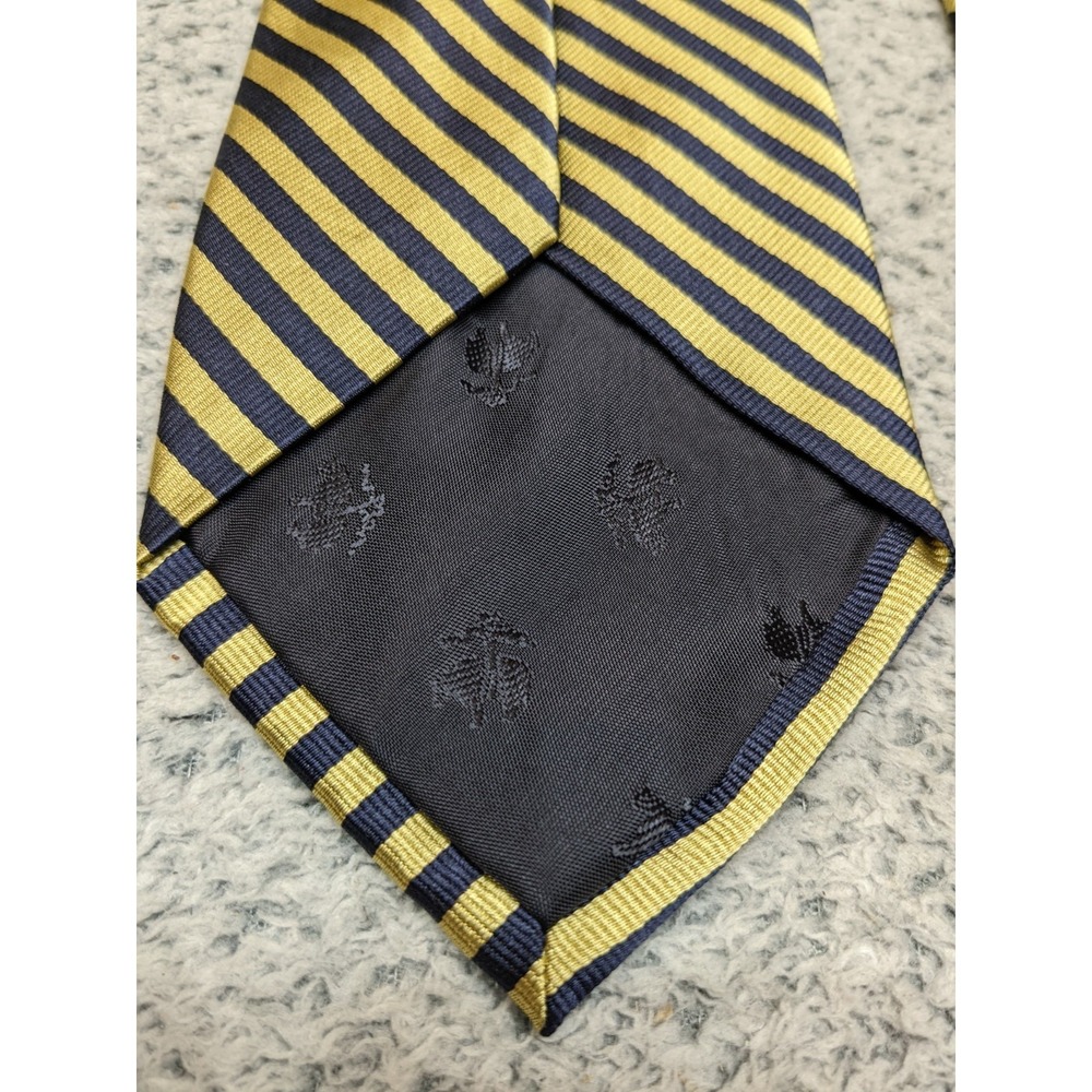 Brooks Brothers 346 Pure Silk Repp Tie Navy Gold Striped Stripe Made in USA - Picture 5 of 9